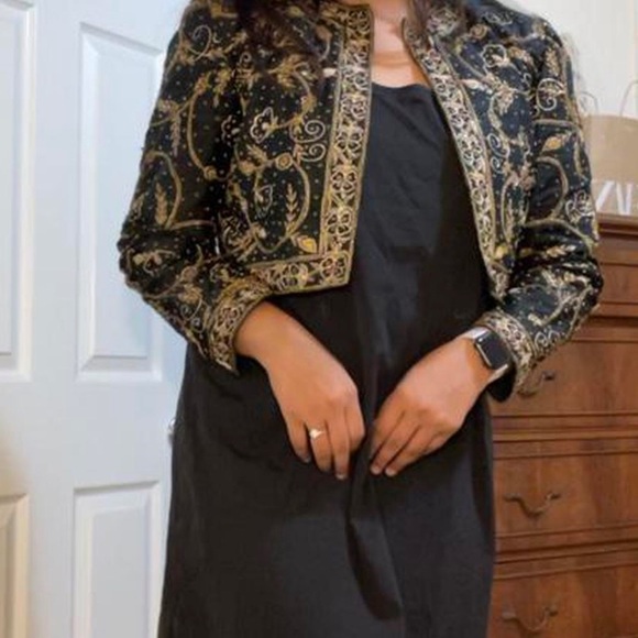 Niteline Della Roufogali Black Silk Beaded Jacket M - Picture 5 of 5